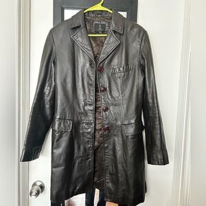 Vintage Zara Chocolate Leather Mid Trench